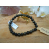 BRACELET BOULE 06MM OBSIDIENNE DORÉE
