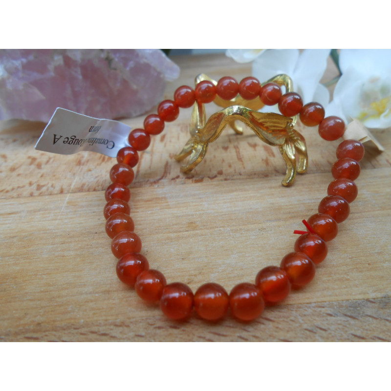 BRACELET BOULE 08MM CORNALINE BRACELET BOULE 08MM CORNALINE