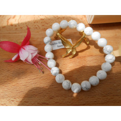 BRACELET BOULE 08MM HOWLITE BLANCHE