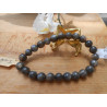BRACELET BOULE 08MM PIERRE DE LUNE NOIRE
