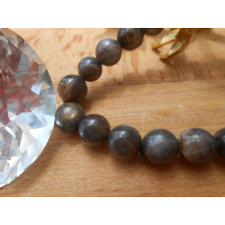 BRACELET BOULE 08MM PIERRE DE LUNE NOIRE