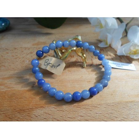 BRACELET BOULE 06MM AVENTURINE BLEUE