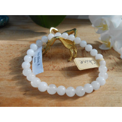 BRACELET BOULE 06MM JADE BLANC