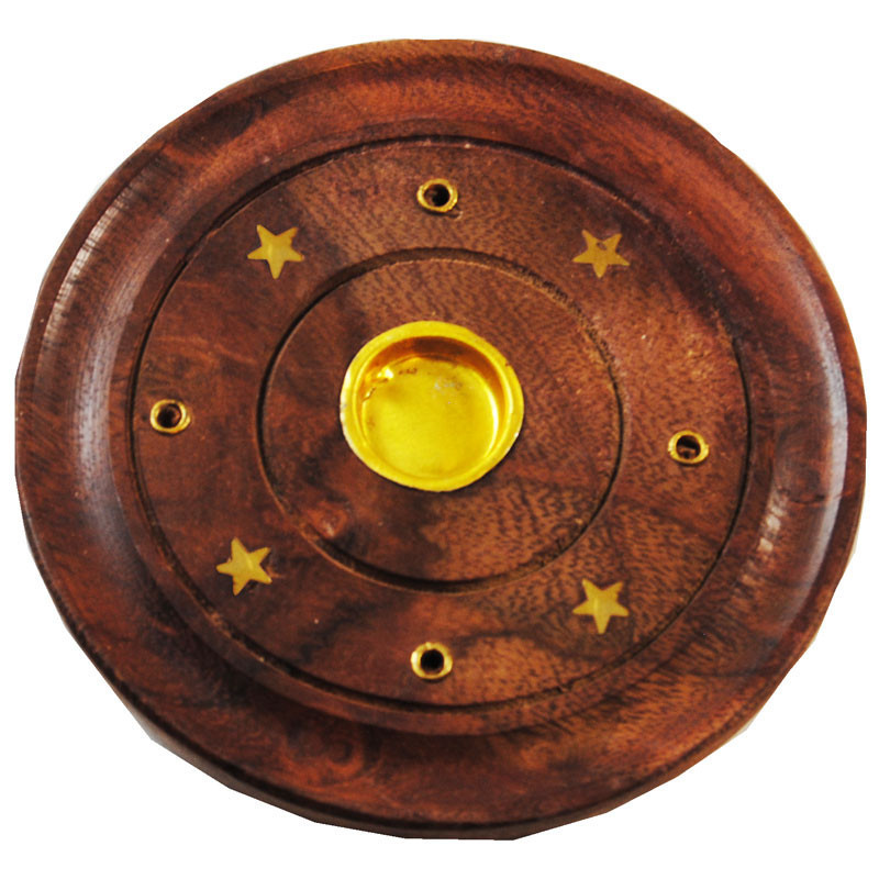 Porte encens en bois plat disque Porte encens en bois plat disque